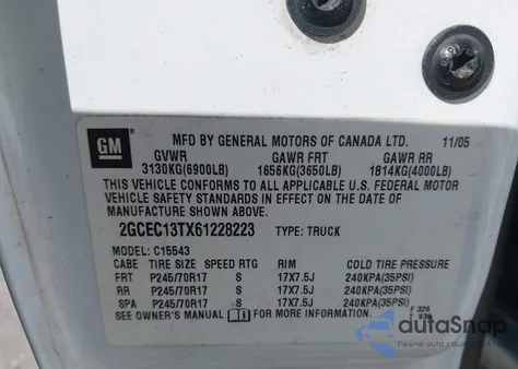 2006 Chevrolet Silverado 1500 Lt1 z USA, uszkodzony, nr VIN 2GCEC13TX61228223